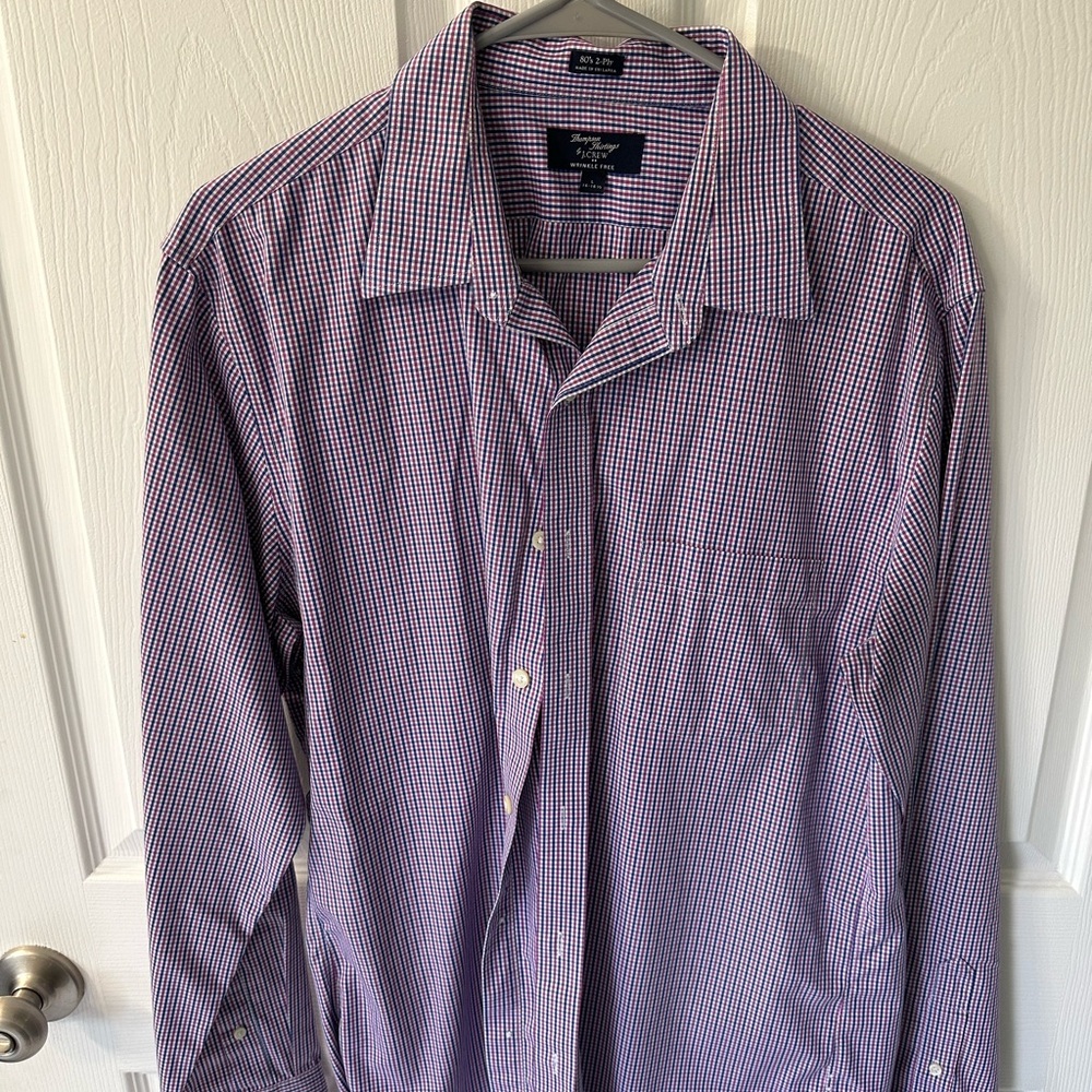 J. Crew Men's Purple Gingham Dress Shirt